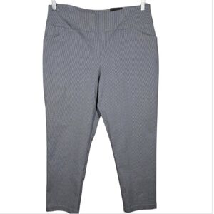 NEW Versona Modern Black White Gingham Stretch Pull On Crop Pants Womens Large